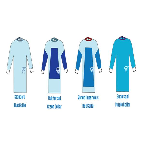 Non Woven Disposable Isolation Gown Hospital Surgical Usage Yellow Blue