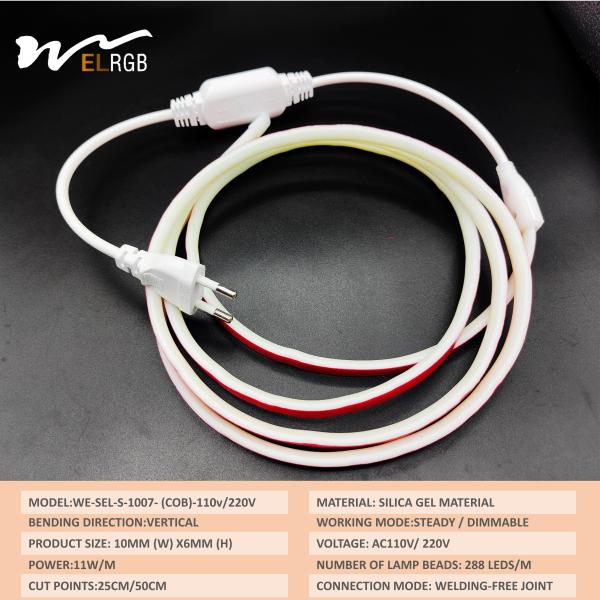 110V / 220V LED Strip Light Super Bright 288Leds/m COB Light Bar Waterproof Flexible Rope