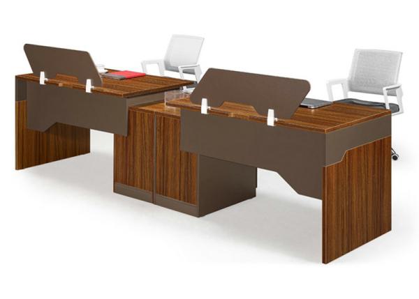 Knock Down Packed Office Workstation Desk For 2 Person / MFC Modern Office Furniture