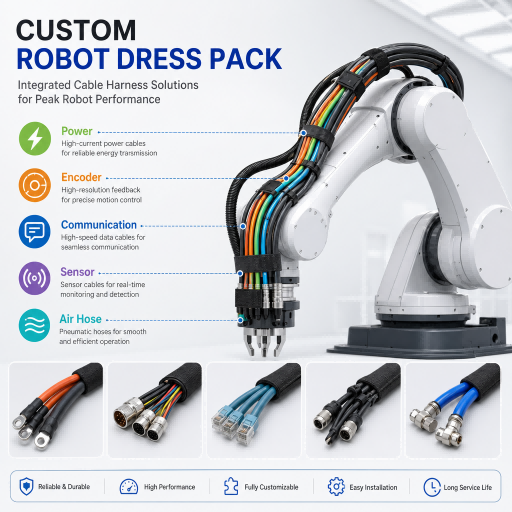 Custom Robot Dress Pack Cable Harnesses Power Encoder Communication Sensor Air