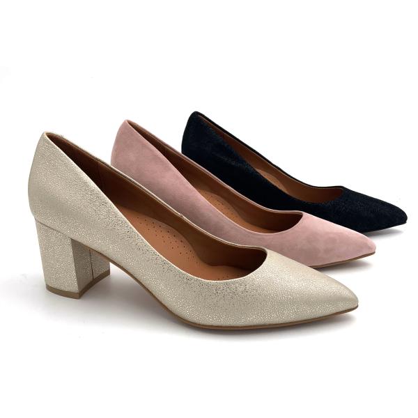 Fashionable Womens Pump Heels Leather Material With Chunky Heel Type OEM