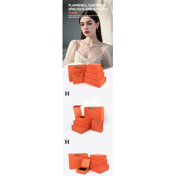 Paper jewelry Gift Box Packaging Eco Friendly Cardboard orange Magnetic Jewelry Box