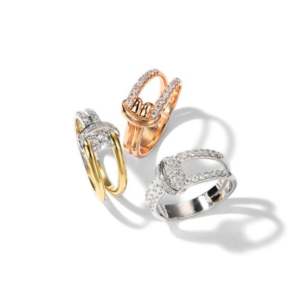 кольца узла вечности колец с бриллиантом золота 0.51ct 4g 18K 0.27ct 0.24ct