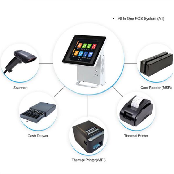 White Color Restaurant Pos System 1024 X 768 Pixels And 400 CD/㎡ Brightness