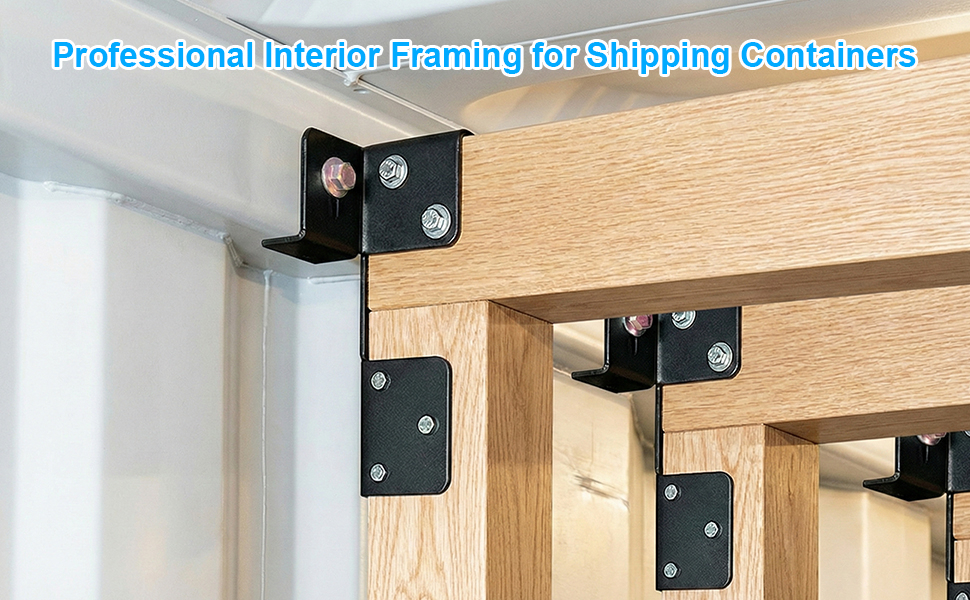 Shipping Container Brackets, Heavy Duty Stud Framing Kit for 2x4 2x6 Lumber | Interior Container Framing Support, Heavy Duty Steel Brackets for Insulation, Walls, Ceilings and DIY Conversion Projects