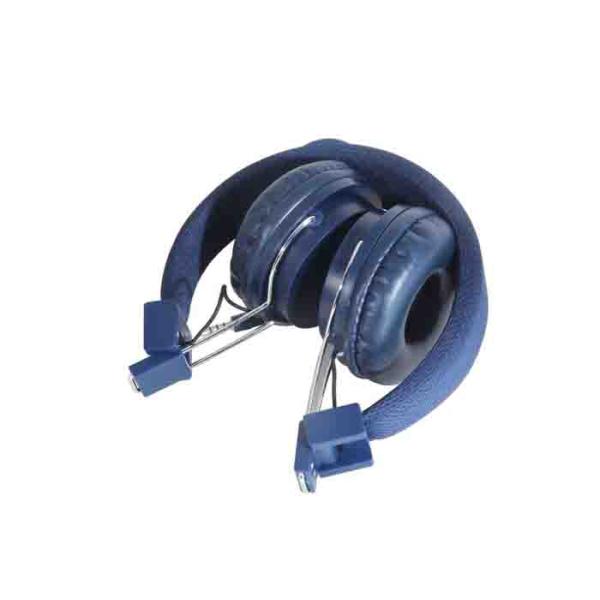 Dark Blue Noise Reduction Earbuds , Plastic Foldable On Ear Headphones