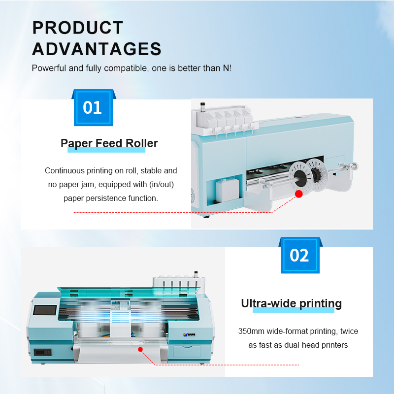 FCOLOR 350mm 14 Inches 6 Colors Roll to Roll Label Printer Label Printer with Continuous Ink Supply Perfect for Bulk Orders