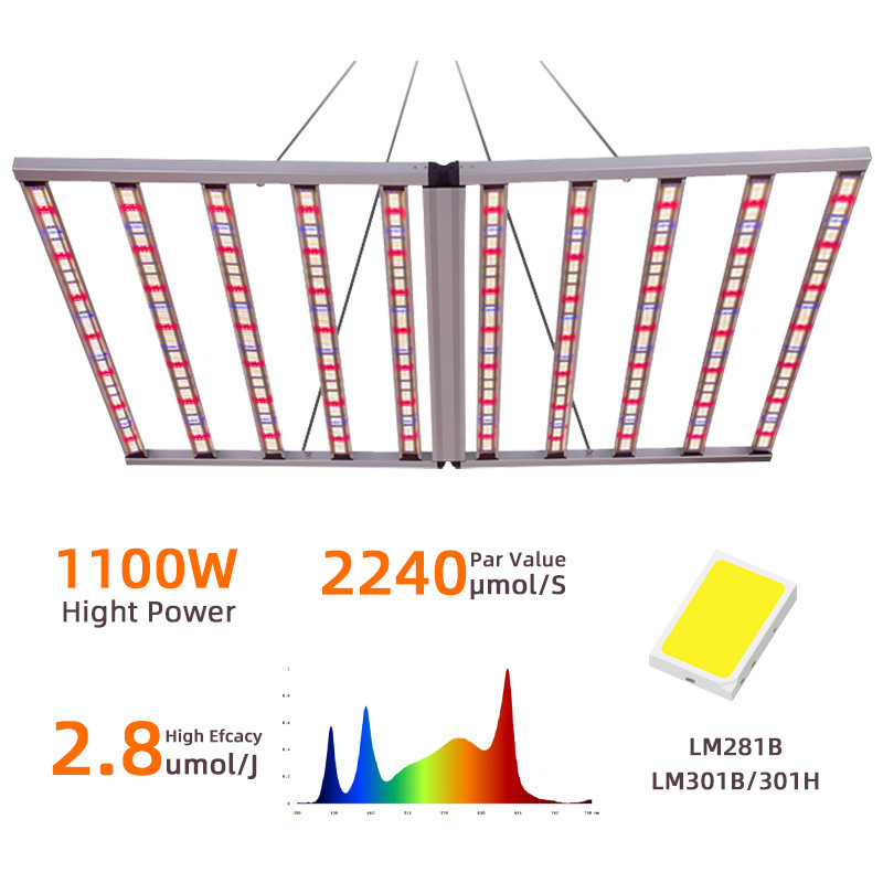 1100W UV IR LED Grow Light Полный спектр с складной кронштейном UL CE одобренный UV Grow Light для комнатных растений