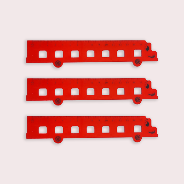 Creative stationery wholesale OEM high quality 15CM school gifts bus shape plastic ruler