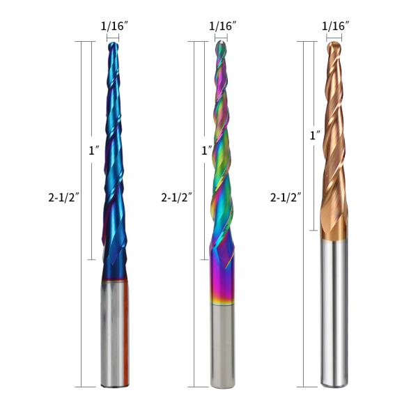 3D Engraving Carving Copper Woodworking Relief CNC Tool  Coated Milling Cutter Tungsten Carbide Taper Ball-end Milling Cutter