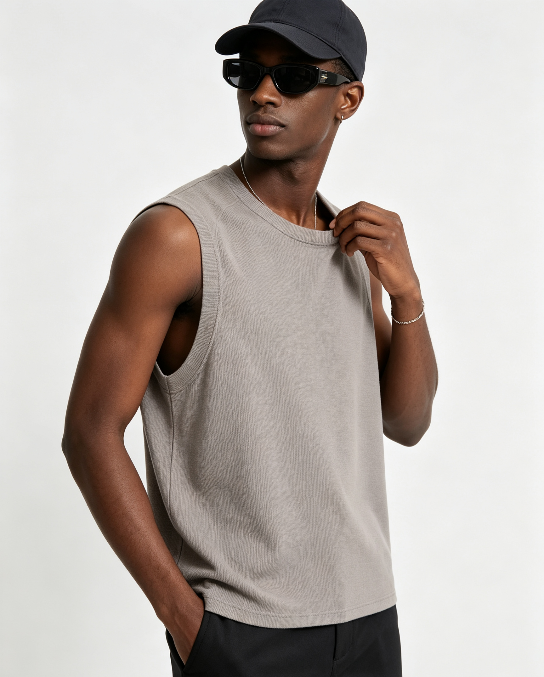 Cotton Blend Sleeveless T Shirt Quick Dry Mens Basketball Tank Top Loose