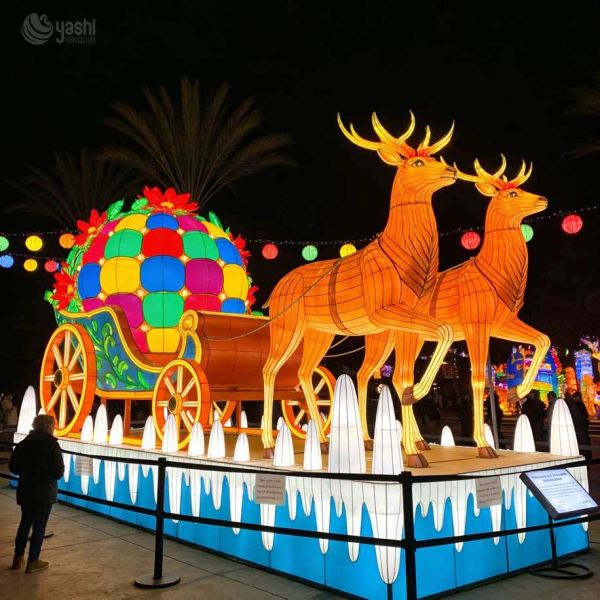 Large-sized Santa Claus and Reindeer LED Lanterns, Used for Outdoor Large-scale Lighting and Light Show Performances