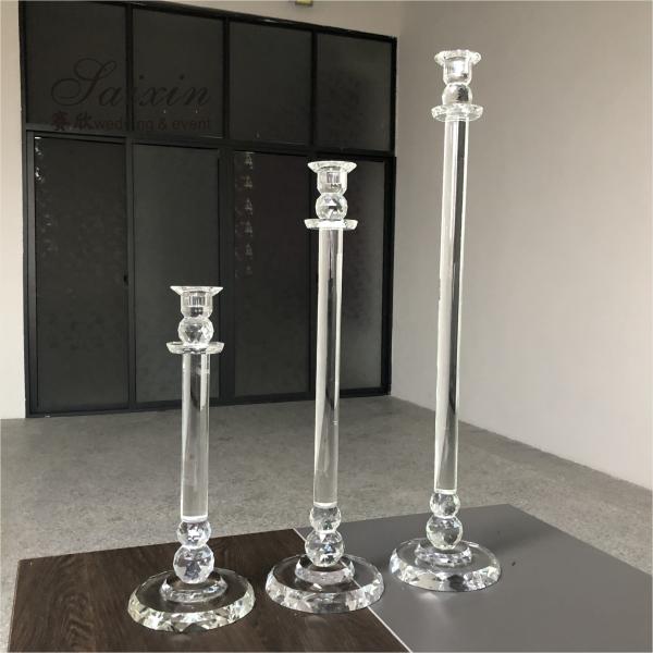 Saixin Wholesale luxury 3 pieces single crystal candle holders for wedding decor