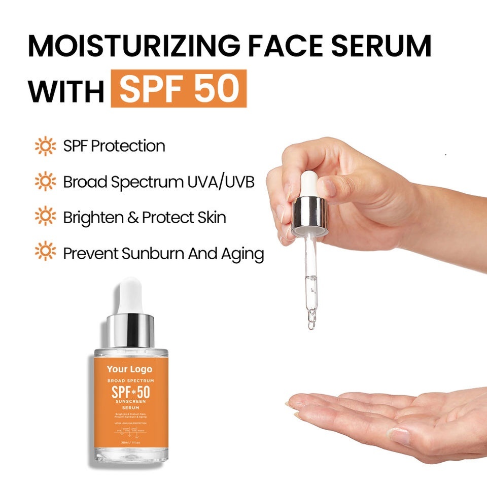 OEM ODM own brand hyaluronic acid sunscreen facial essence firming moisturizing anti-aging essence sunscreen Spf 50