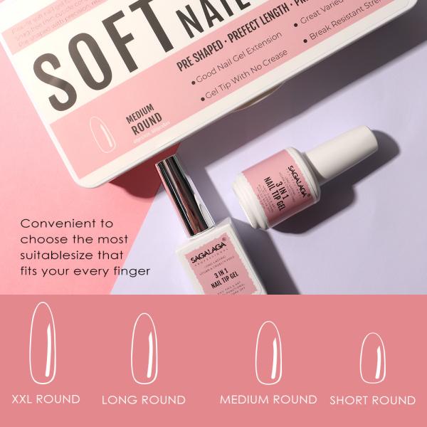Full Cover Almond Shaped Artificial Soft Gel Nail Extension Tips 500pc Empty Nail Tips Box Nature Press on Nails French Tip