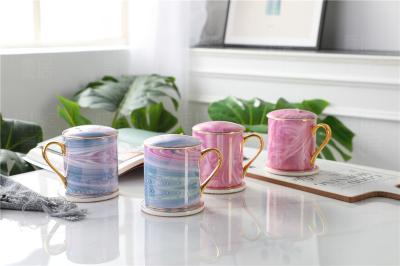 Luxurious Gold Plated Handle 0.5kg Porcelain Fancy Coffee Mugs