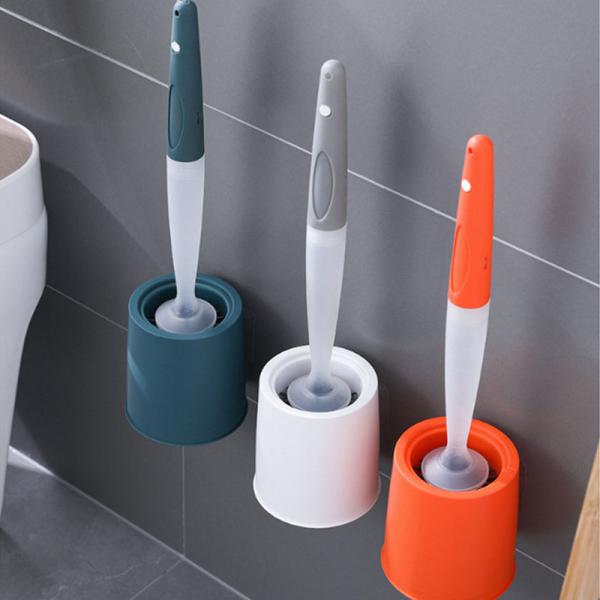 Bathroom Oem Toilet Bowl Cleaning Brush Silicone Plastic Holder Head Soft Tpr