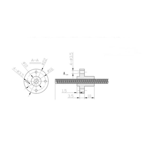 Single Nut 12mm Linear Rail Shaft Support T8 Lead Screw