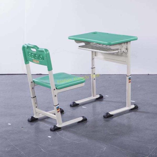 Aluminum Frame Middle High Student Desk And Chair Set HDPE Surface Mint Green