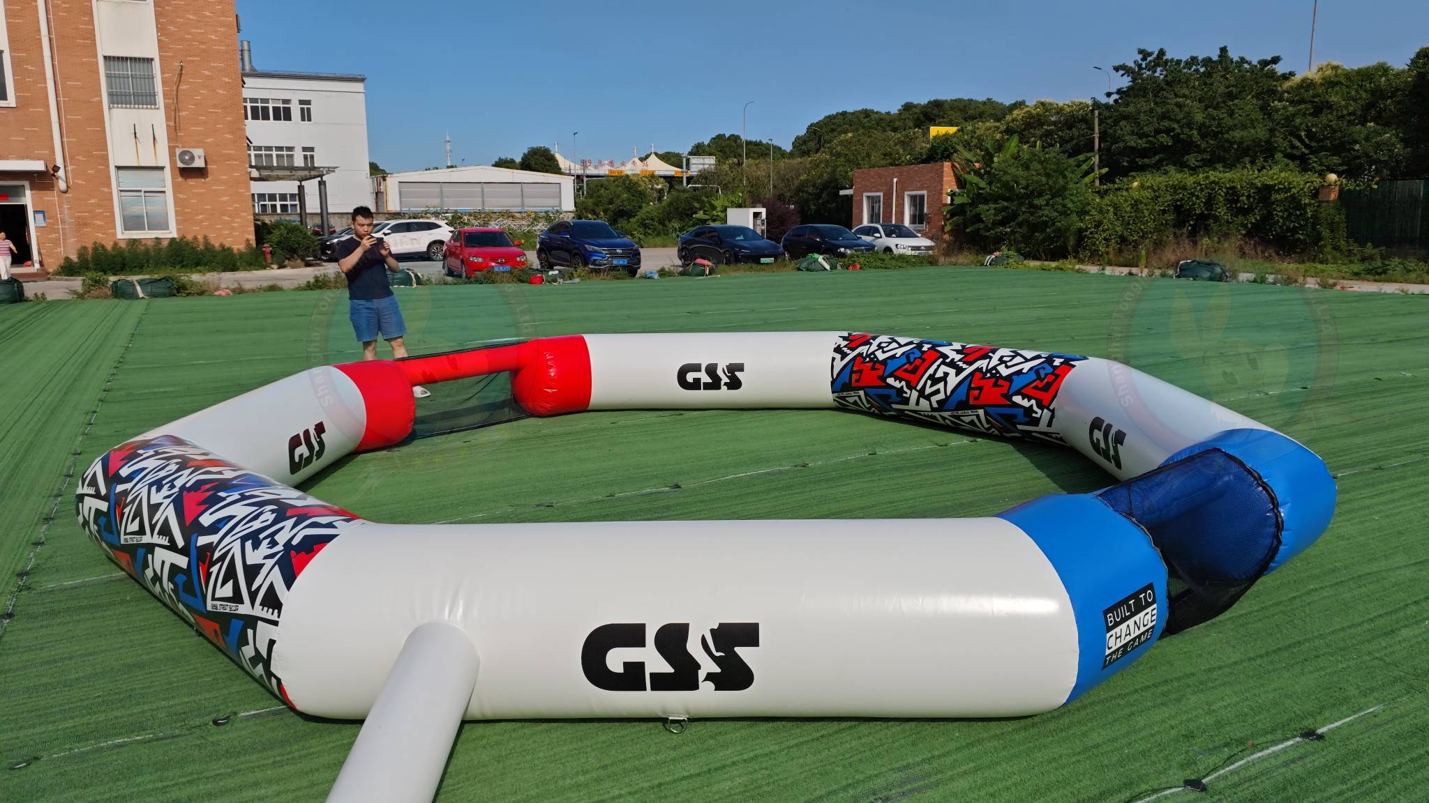 Custom Inflatable Soccer Field Portable Football Arena With Enclosed Boundary Goal Sections Logo Printing School Club Training Event Sports Game Layout