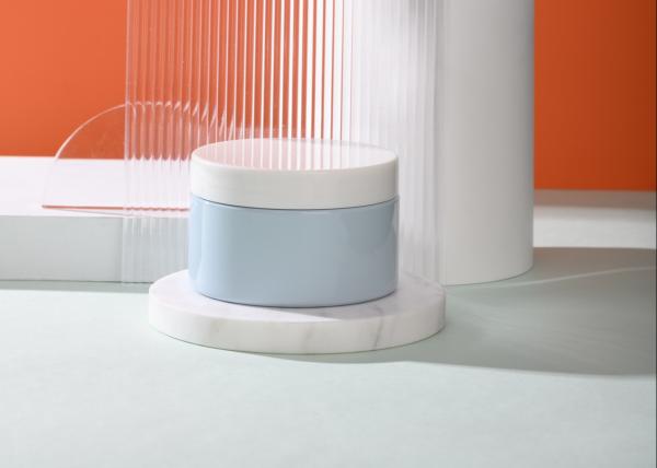 Blue Frosted Printing Face Mask Plastic Cosmetic Jars With Lids 250ml