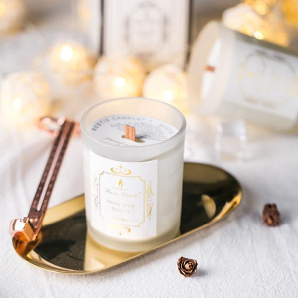 Wood Wick Soy Wax Home Scented Candles Frosted White Glass Jars Candle Holder