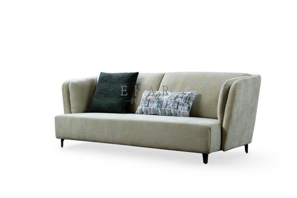 Modern Style Metal Legs Tufted Leather 3 Seater Sofa