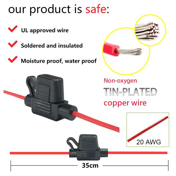 Мини патрон предохранителя с кабелем 12AWG 14AWG 16AWG 18AWG для взрывателя ATM автомобильного
