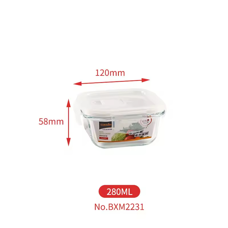Hot Selling Kitchen Use Food Storage Container Box Transparent Glass Organizers Portable Bento Box with Lids