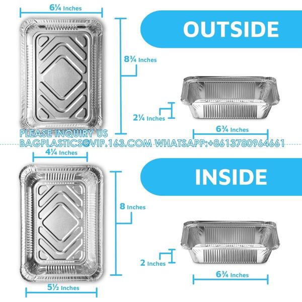5x4”8x5.5” Drip Pans Aluminum Foil Food Containers Disposable Takeout Pans With Clear Lids Eco-Friendly & Recyclable