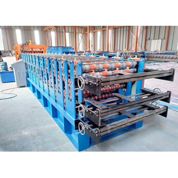 Three Layer Ibr Sheet Roll Forming Machine , Blue / Orange Corrugated Metal Roofing Machine