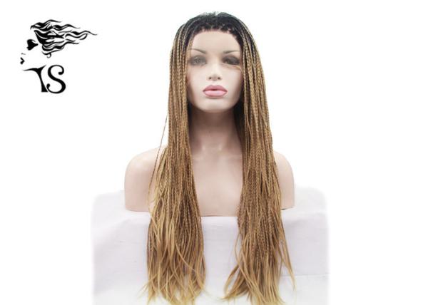 Blonde Box Braids Synthetic Braided Wigs with Dark Roots for African Americans