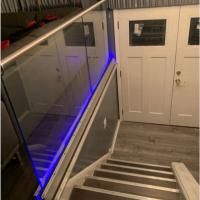 Colorful LED Light Laminated Glass U Channel System Glass Railings for Patios