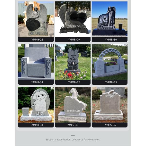 Hand Carved Marble Memorial Black Tombstones and Monuments for Sale