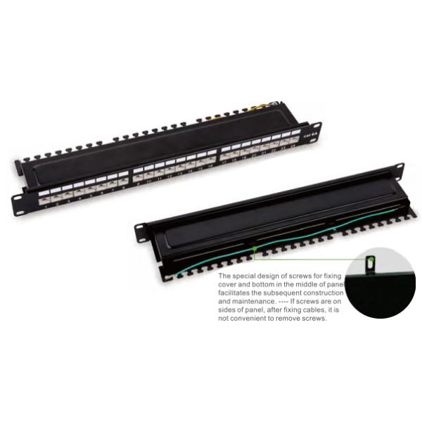 24 Ports Fully Shielded Patch Panel for Rack Mount Data Center with Cat5e/Cat6/Cat6A Compatibility