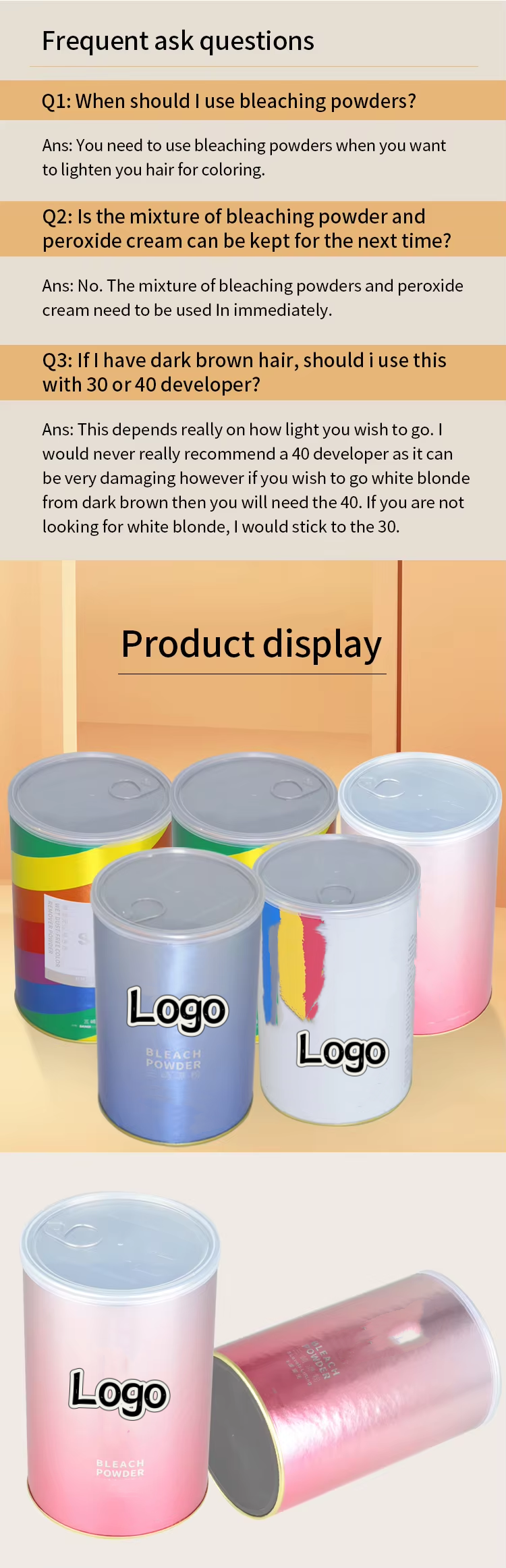 Poudre décolorante professionnelle pour cheveux à décoloration rapide en salon, en vrac 1000g