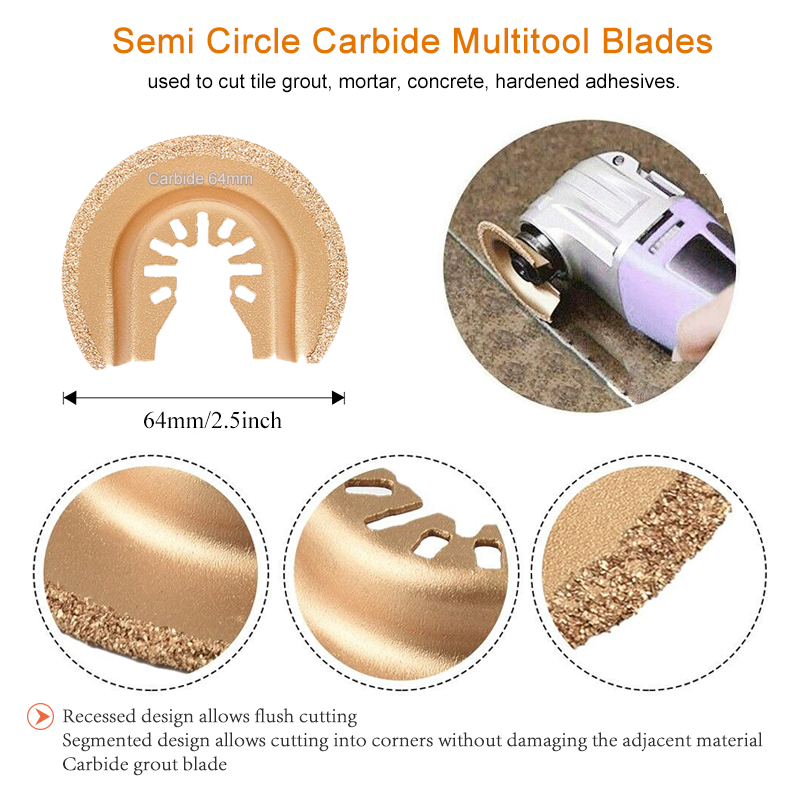 92mm Half Round Carbide Oscillating Multi Tool Blades / Reciprocating Saw Blades