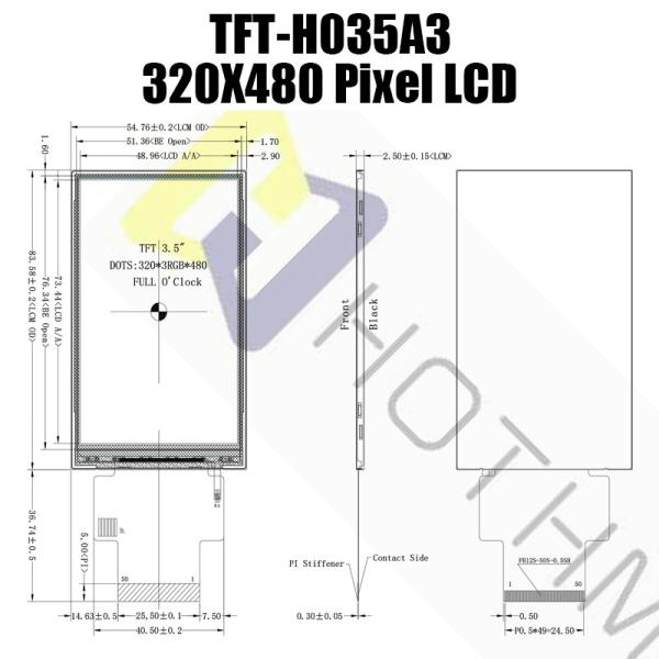 3,5 universel lumière du soleil d'affichage de TFT LCD lisible avec l'interface compatible TFT-H035A3HVIST5N50