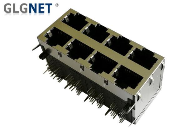 1000 Base T Through Hole 8 Port Rj45 Connector 2x4 Ports With Integrated Magnetics
