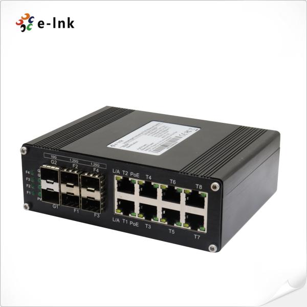 Aluminum Industrial PoE Switch 8 Port 1000T 802.3at PoE + 4 Port 1G SFP + 2 Port 10G SFP+