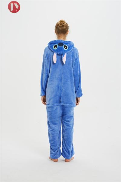 Wholesale Soft Fleece Plus Size Blue Stitch Kigurumi Onesie Pajamas
