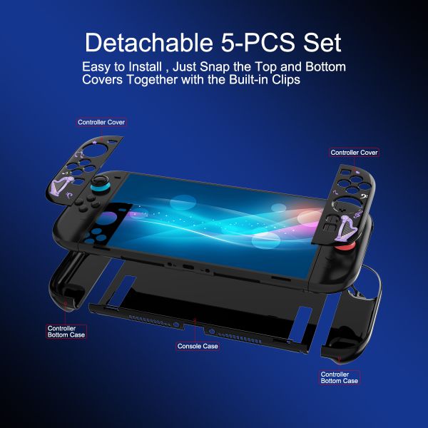 Playful Split-Face Cartoon Girl Case - Protective Cover Set for Nintendo Switch 2