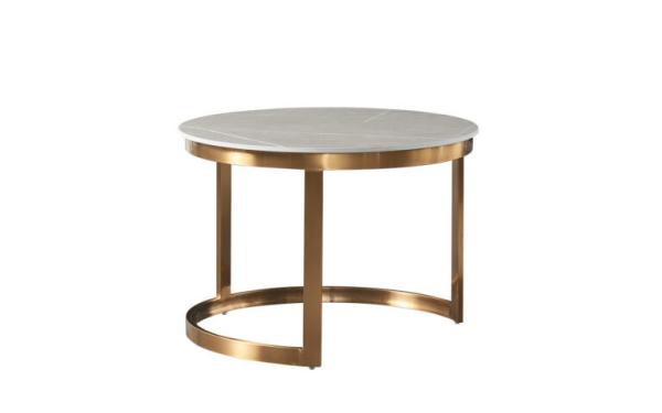 Curve Stainless Steel Center Table , Geometric White Marble Top Side Table