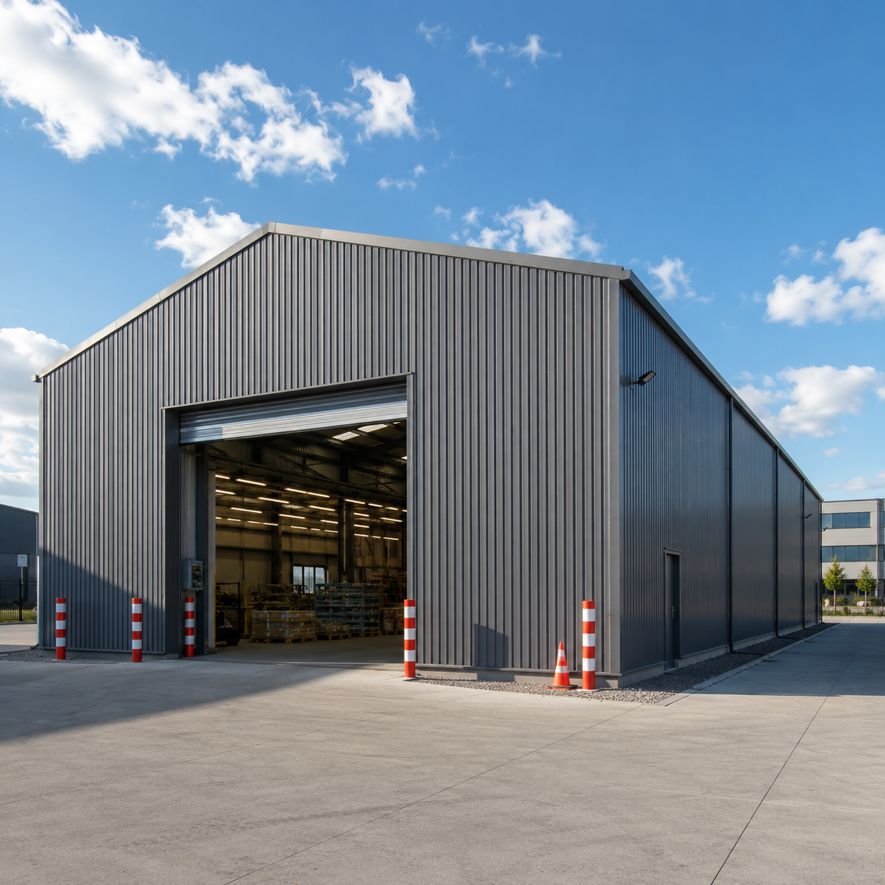 Energy Efficient Steel Frame Prefab Building Clear Span For Warehouses Workshops Storage