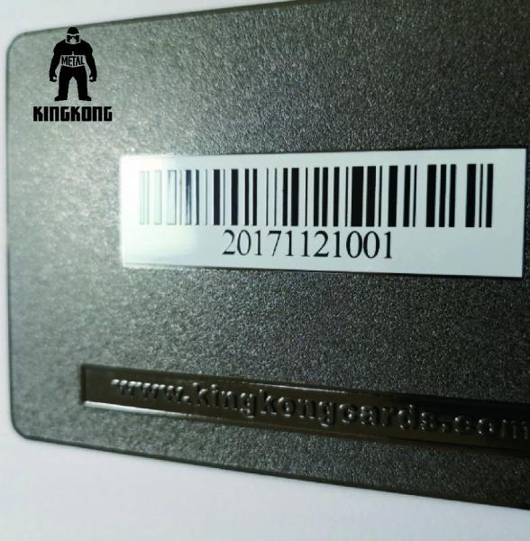 Deboss Text  Blank Metal Business Cards , Black Metallic Business Cards With Bar Code
