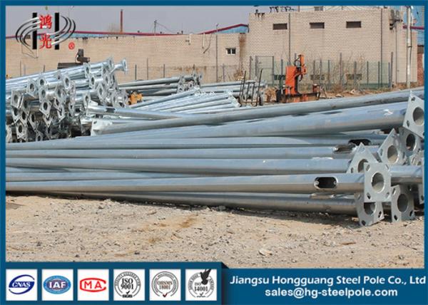 Q235 Q355 Q345 Hot Dip Galvanized Electrical Power Poles Round / Tubular