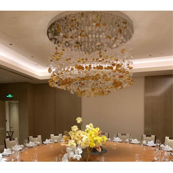 Custom Project Indoor Decoration Hotel Villa Home Shop Ginkgo Leaf Ceramics Pendant Lamp