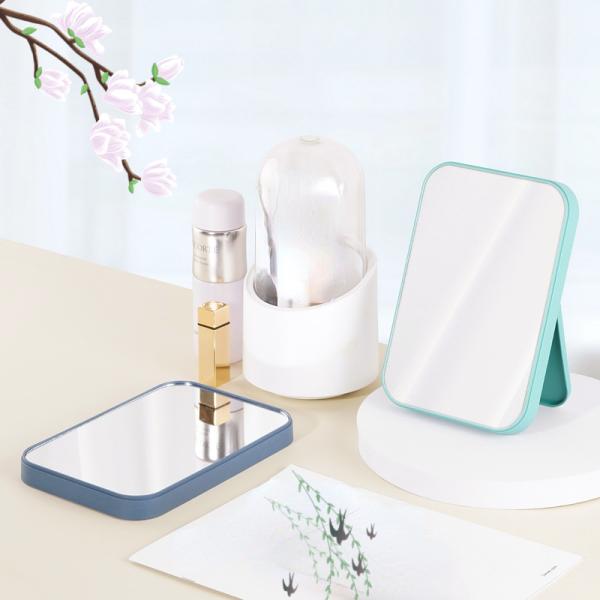 Fashion Design Plastic Glass Mirror Portable Desktop Vanity Compact Makeup for Desk