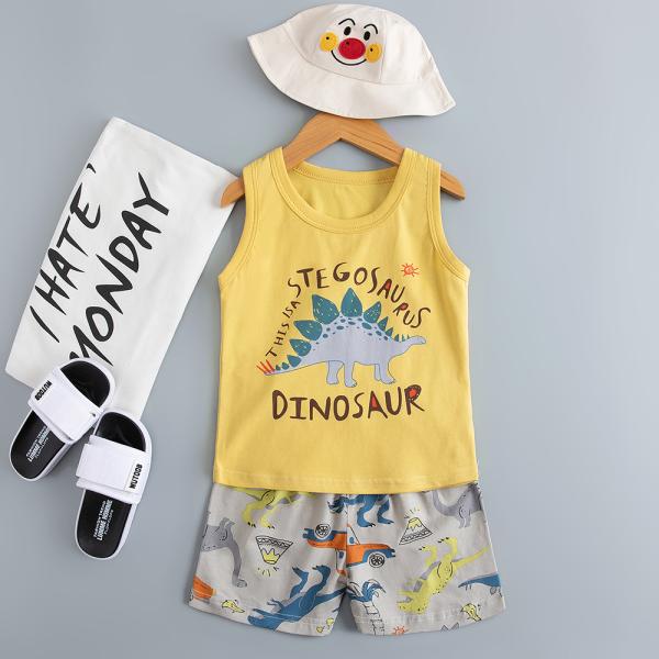 Kids Cartoon Printed Nightwear / Vest And Shorts Pyjamas leisure breathable