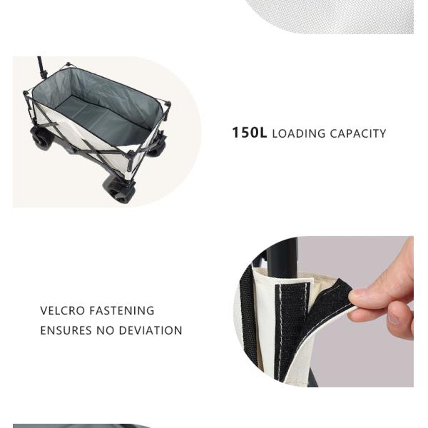 150kg Capacity Collapsible Folding Camping Wagon 87x48x75cm